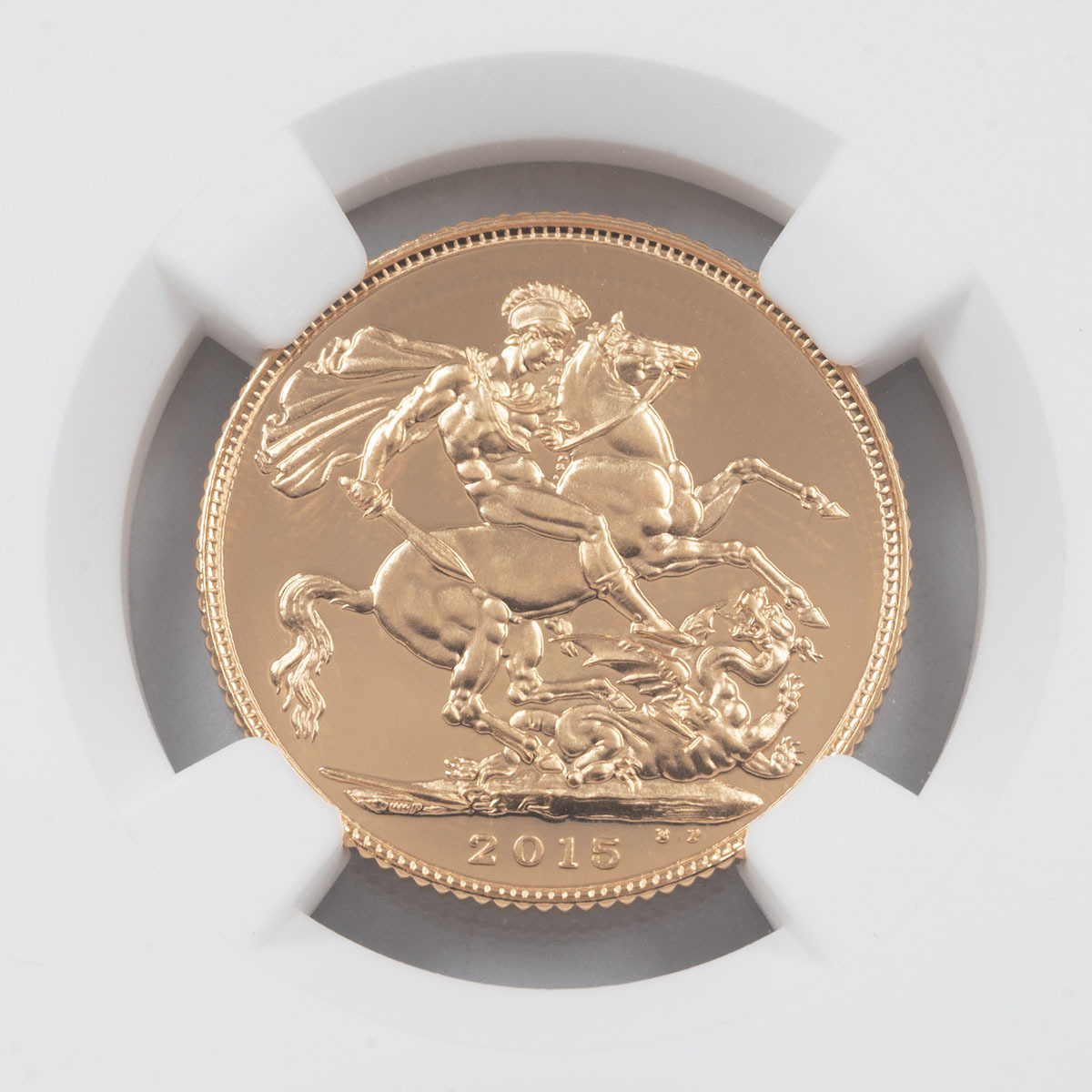 2015 Sovereign Gold Proof Unfrosted Obverse Die Error NGC PF 68 Coin Reverse