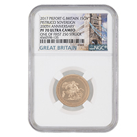 2017 Piedfort Sovereign Gold Proof NGC PF 70 First 250 Struck Coin Thumbnail