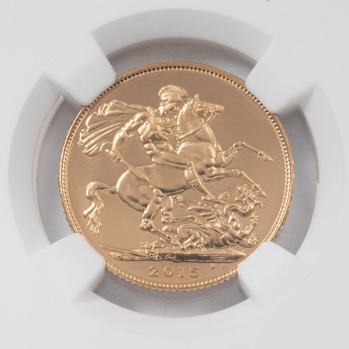 2015 Sovereign Gold Proof Unfrosted Obverse Die Error NGC PF 67 Coin Reverse