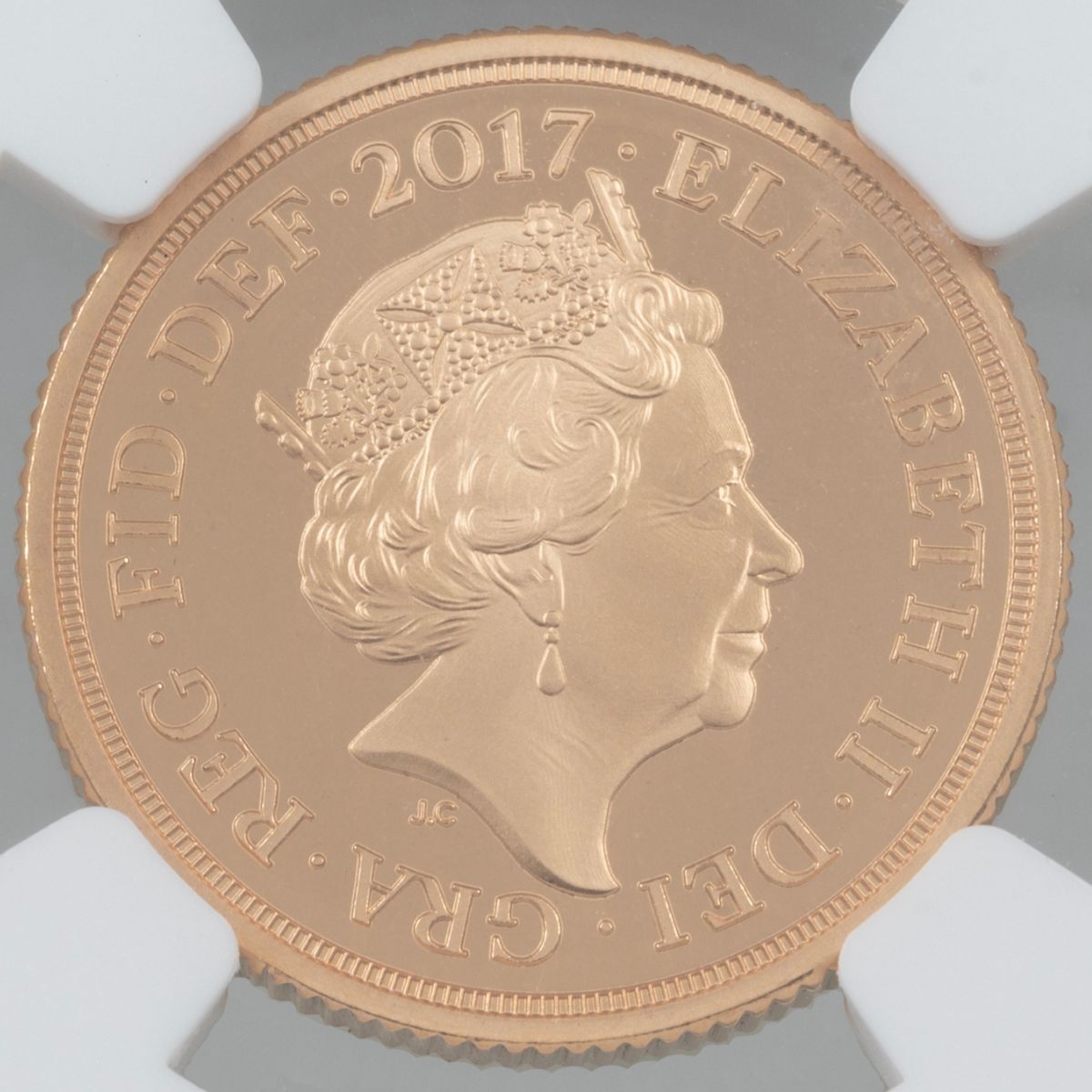 2017 Piedfort Sovereign Gold Proof NGC PF 70 Coin Obverse
