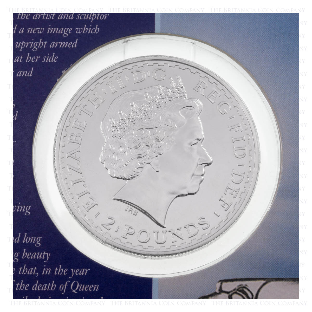 2001 Britannia One Ounce Silver Bullion Carded Coin Obverse