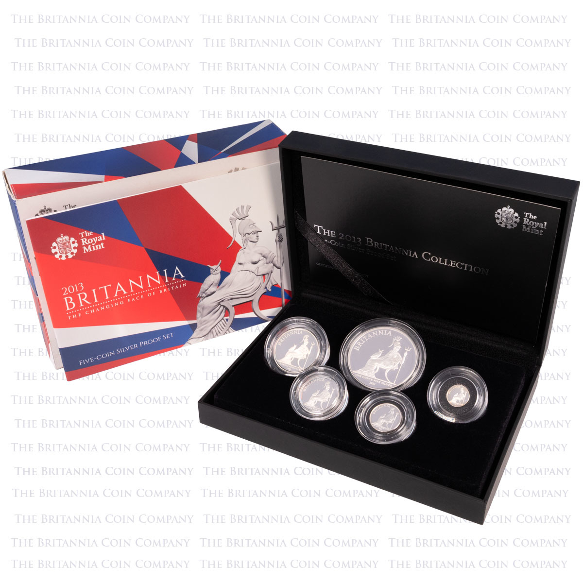 2013 Britannia Five Coin Silver Proof Set Boxed
