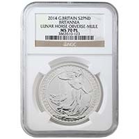 2014 Britannia 1 Ounce Silver Lunar Mule MS 70 PL Thumbnail