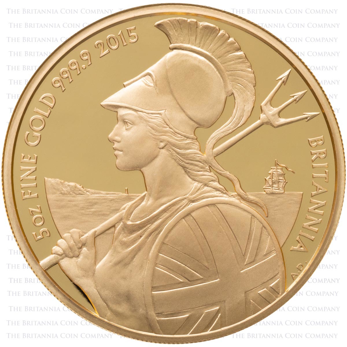 BR155OZG 2015 Definitive Britannia Five Ounce Gold Proof Coin Reverse