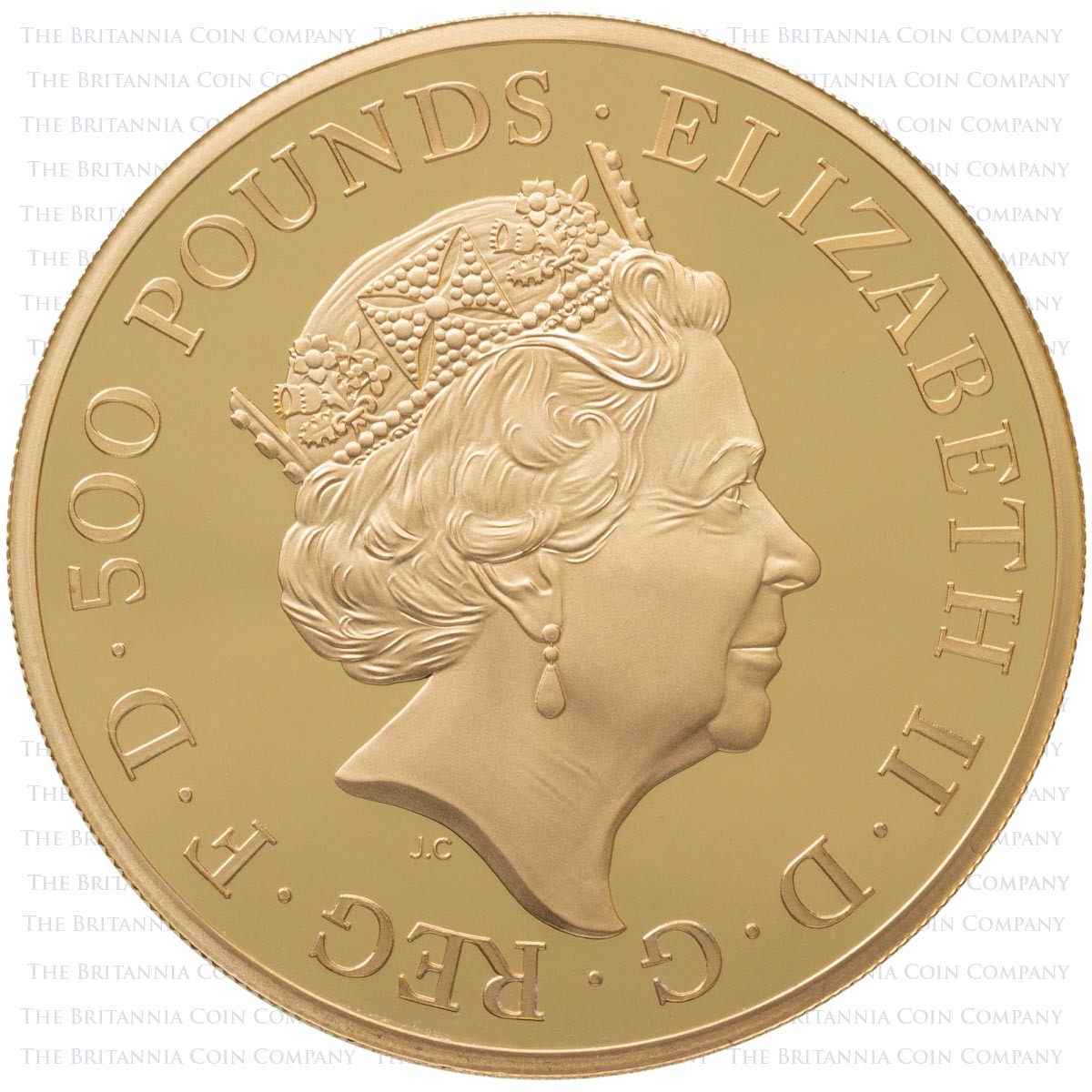 BR155OZG 2015 Definitive Britannia Five Ounce Gold Proof Coin Obverse