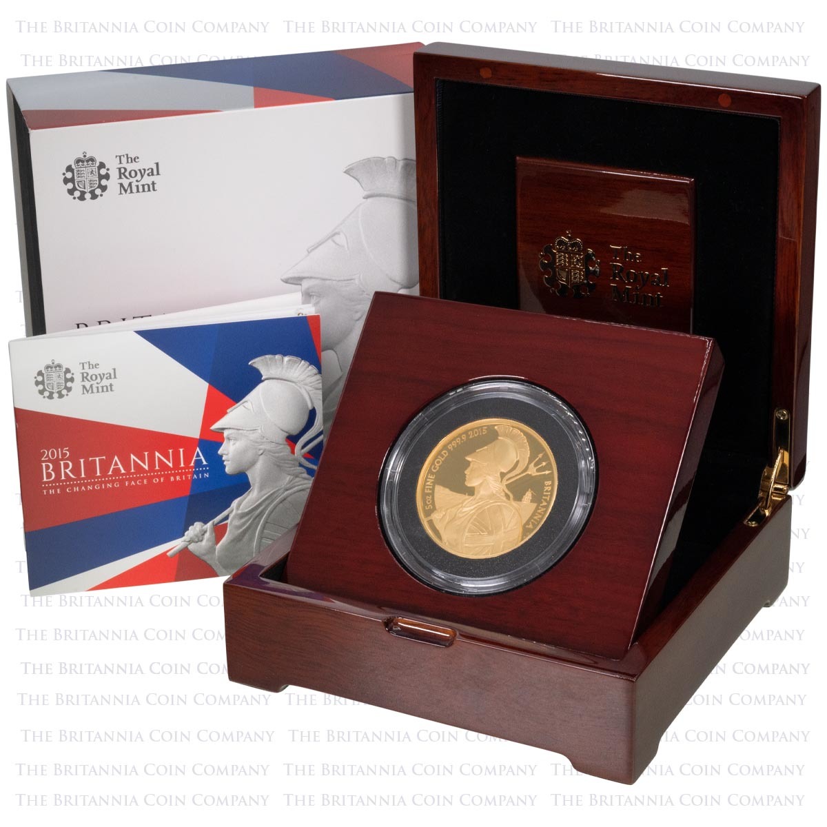 BR155OZG 2015 Definitive Britannia Five Ounce Gold Proof Coin Boxed
