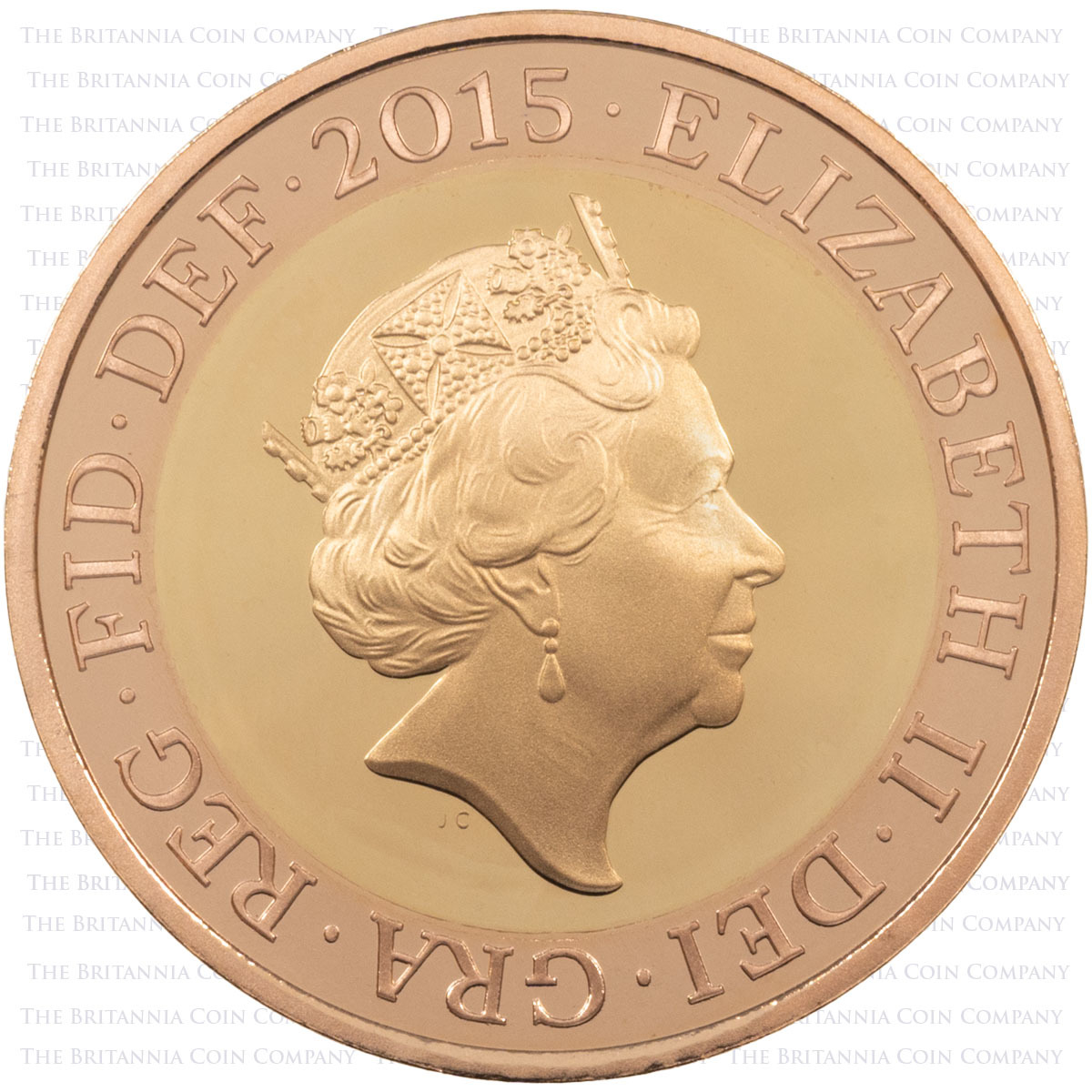 BR15D2GP 2015 Definitive Britannia Two Pound Gold Proof Coin Obverse