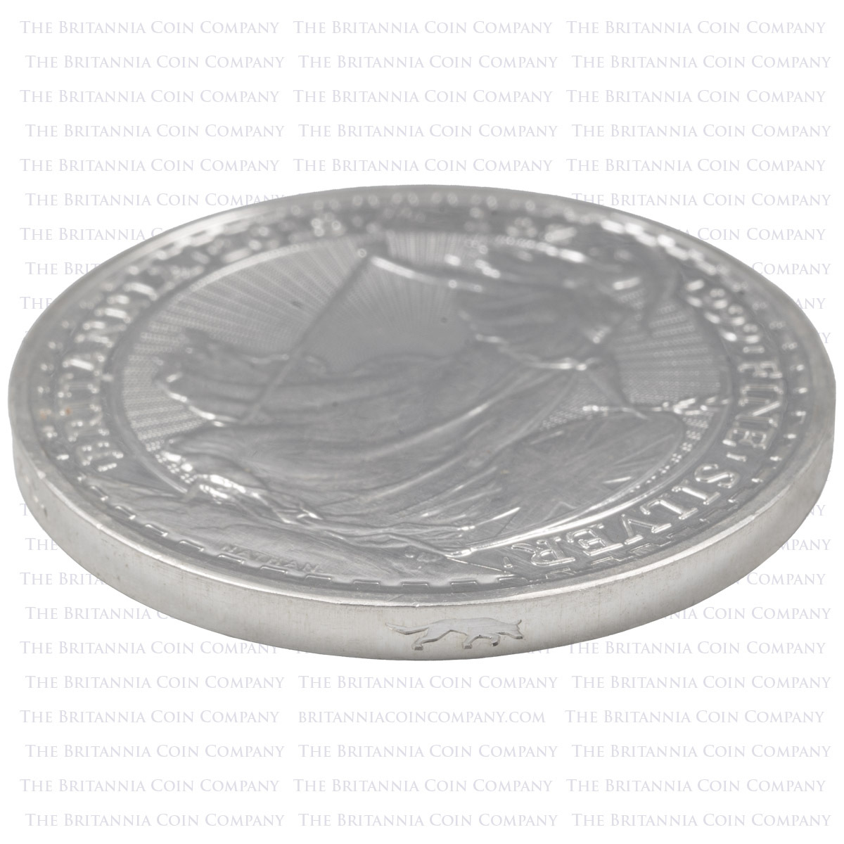 2018 Britannia One Ounce Dog Privy Mark Silver Bullion Coin - Edge Detail