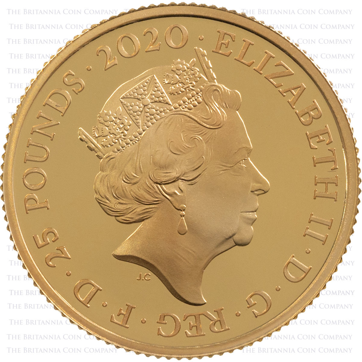BR20B3QG 2020 Shaken Not Stirred James Bond 007 Quarter Ounce Gold Proof Coin Obverse