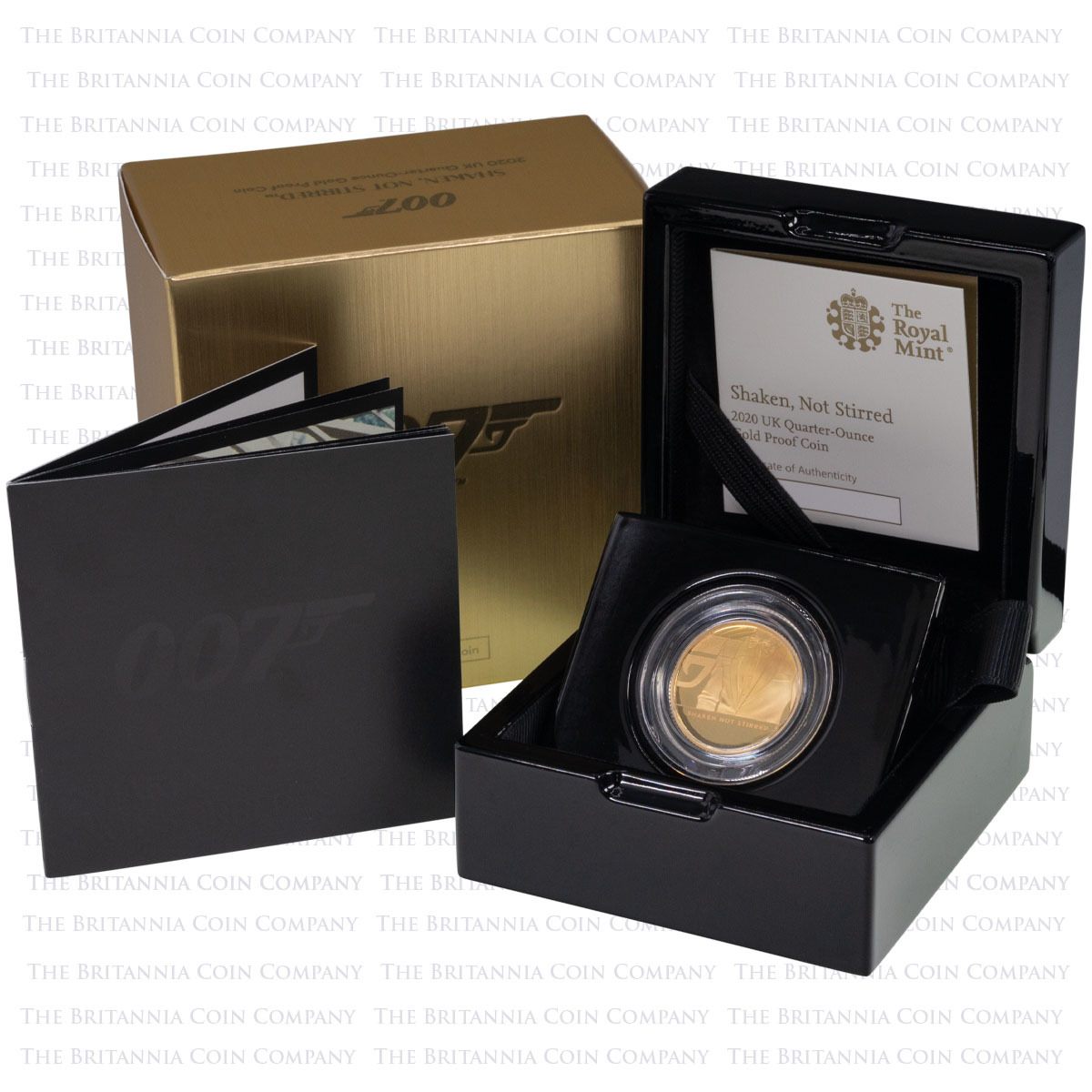 BR20B3QG 2020 Shaken Not Stirred James Bond 007 Quarter Ounce Gold Proof Coin Boxed