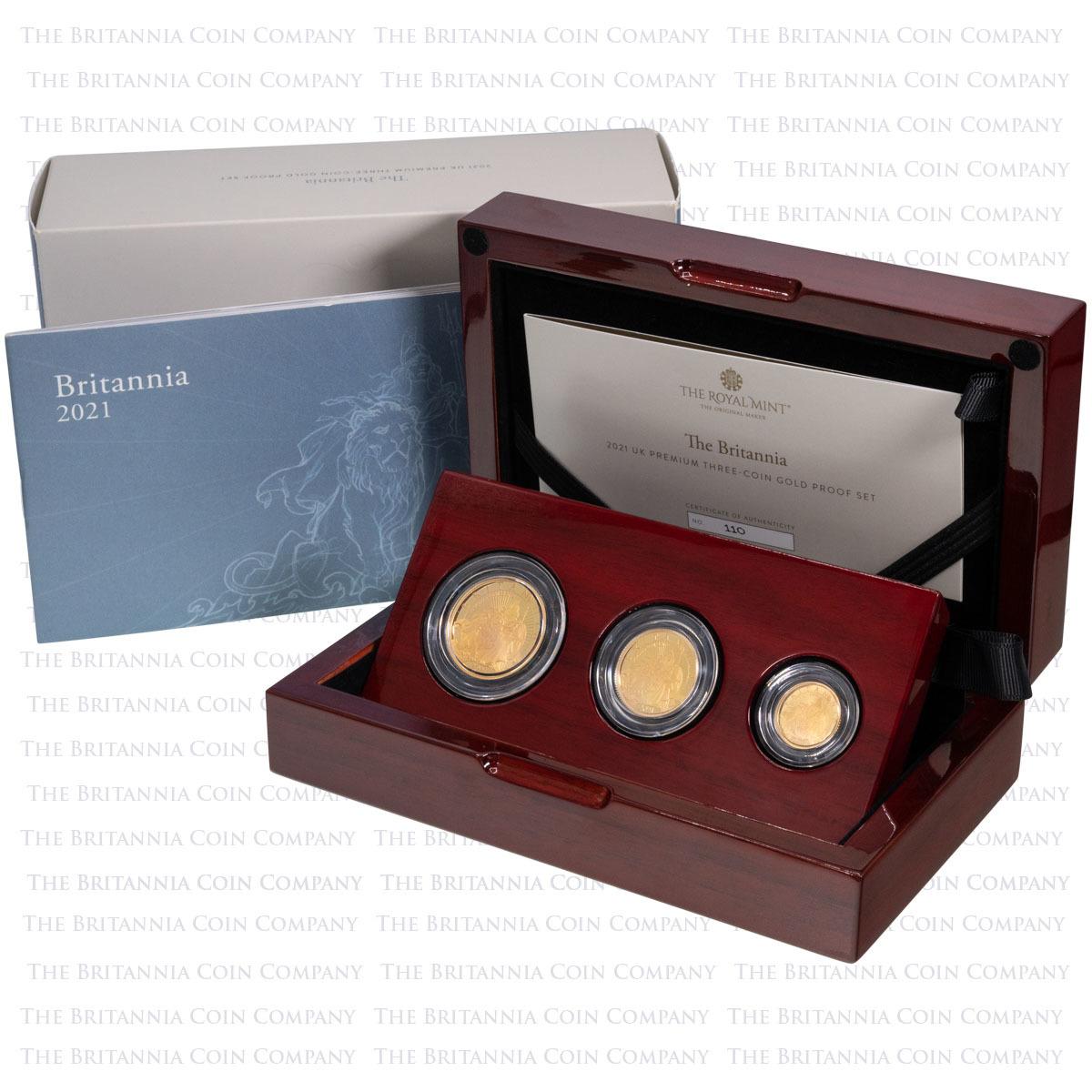 BR21G23 2021 Premium Gold Proof Three Coin Britannia Set Boxed