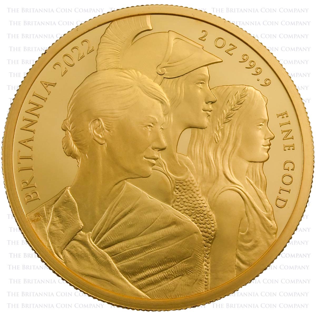 BR222OG 2022 Premium Exclusive Britannia Two Ounce Gold Proof Coin Reverse
