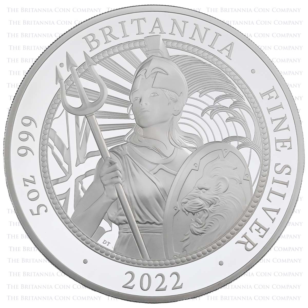 BR225OZS 2022 Britannia Five Ounce Silver Proof Coin Reverse
