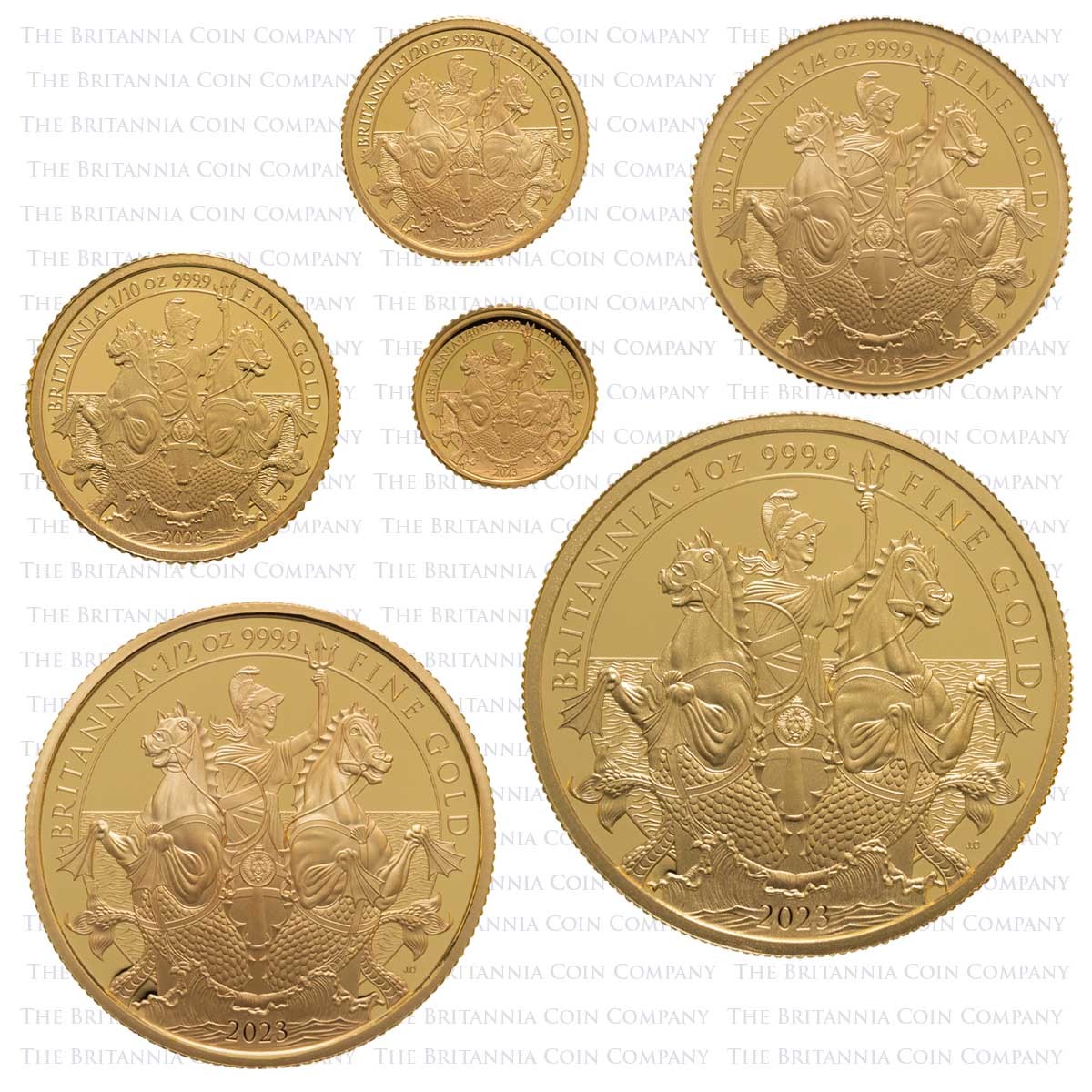 BR23G6S 2023 Gold Proof Six Coin Premium Britannia Set Reverses