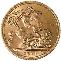 1974 Full Gold Bullion Sovereign Thumbnail