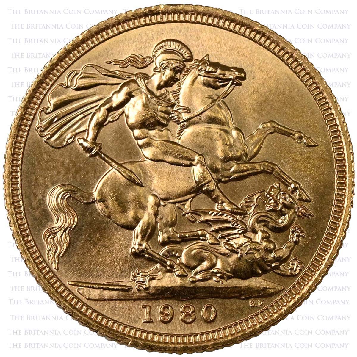 1980 Gold Bullion Sovereign Reverse