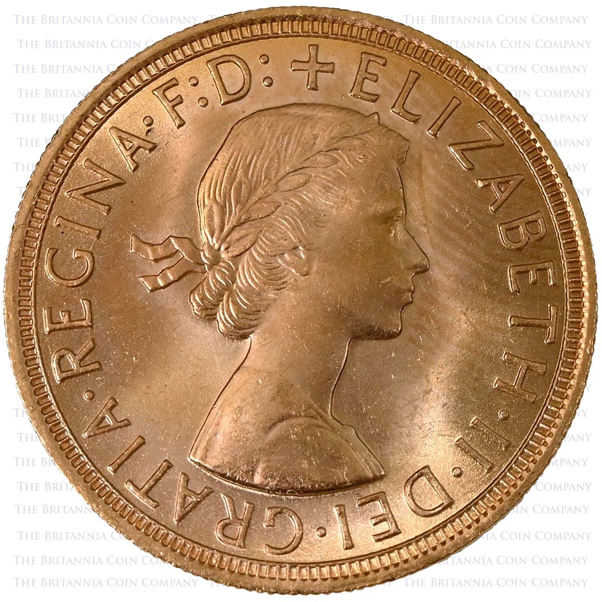 1957 Gold Full Sovereign Elizabeth II Coin Obverse