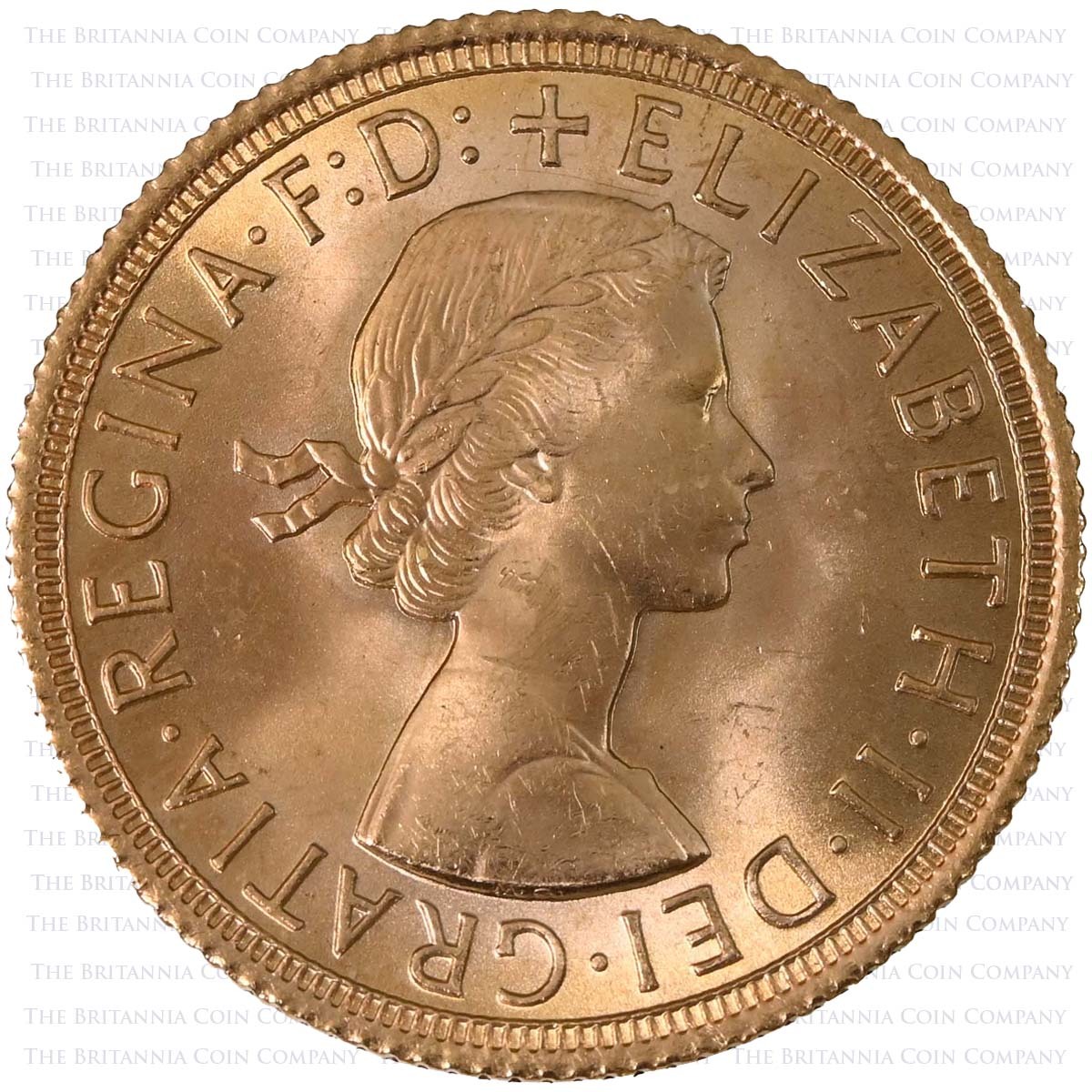 1958 Gold Full Sovereign Elizabeth II Coin Obverse