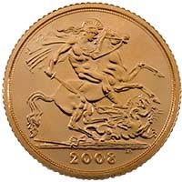 2008 Gold Half Sovereign Elizabeth II Bullion Coin Thumbnail
