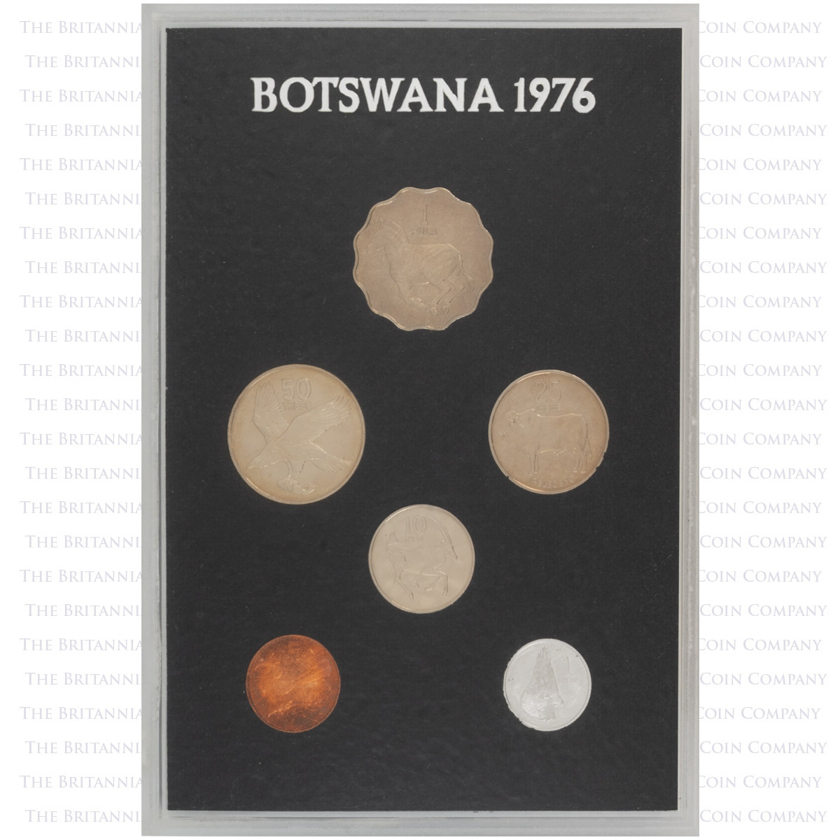 Reverse of BT76PS 1976 Botswana Proof Annual Coin Set