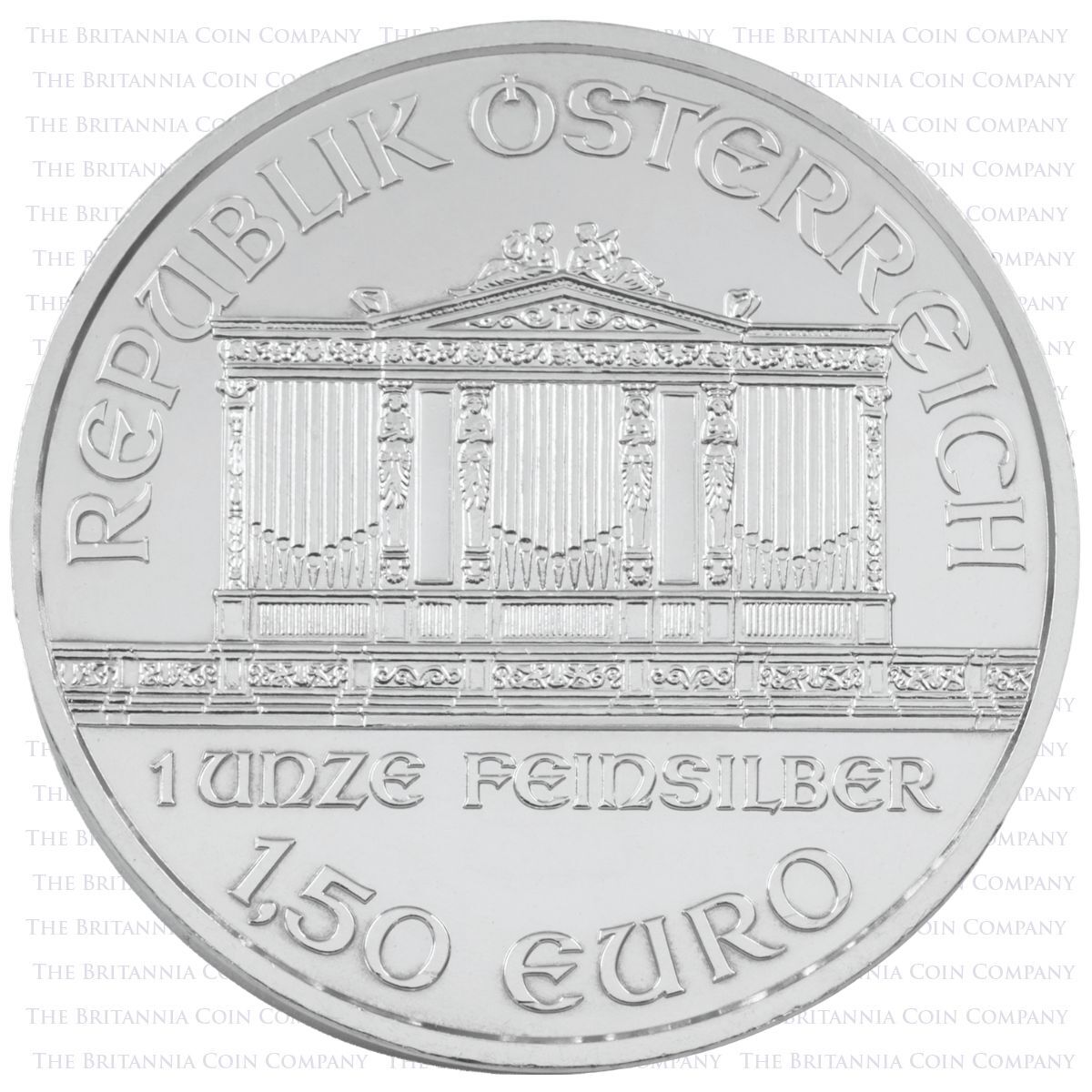 Philharmonic One Ounce Silver Bullion Austrian Coin Obverse