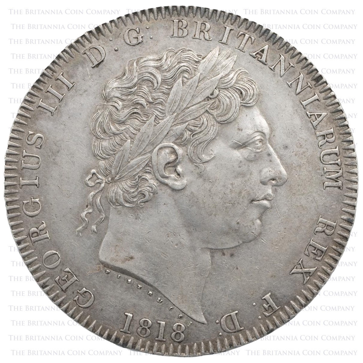 1818 Crown LIX Edge George III Silver Coin Obverse