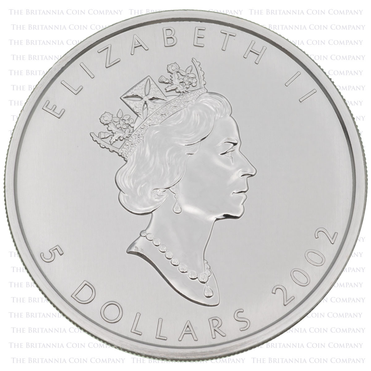 CA02MS1 2002 Maple Leaf One Ounce Silver Canadian Bullion Coin obverse