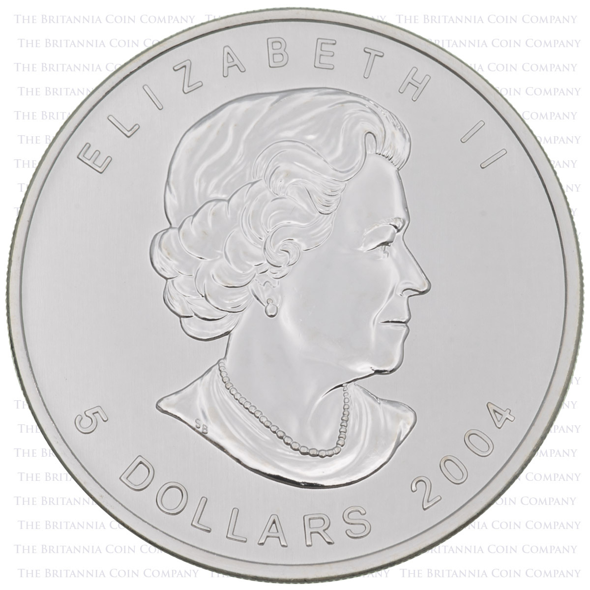 CA04MS1 2004 Maple Leaf One Ounce Silver Canadian Bullion Coin obverse