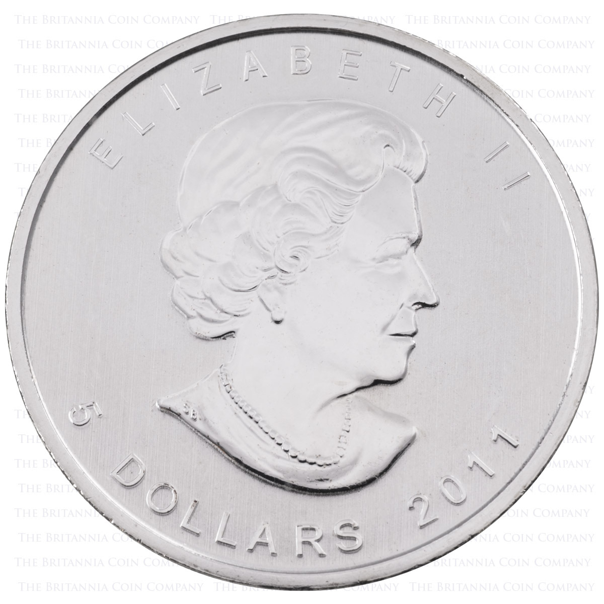 CA11MS1 2011 Maple Leaf One Ounce Silver Canadian Bullion Coin Elizabeth II obverse