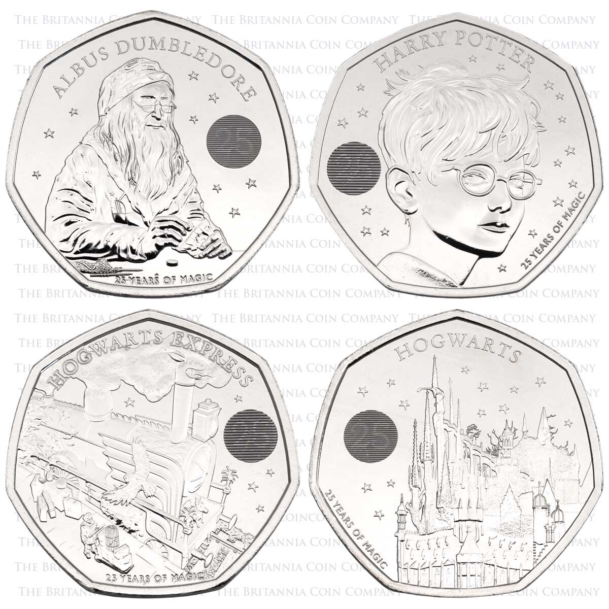 CA5022HP 2022-2023 Harry Potter Fifty Pence Brilliant Uncirculated Coin Album Set Reverses