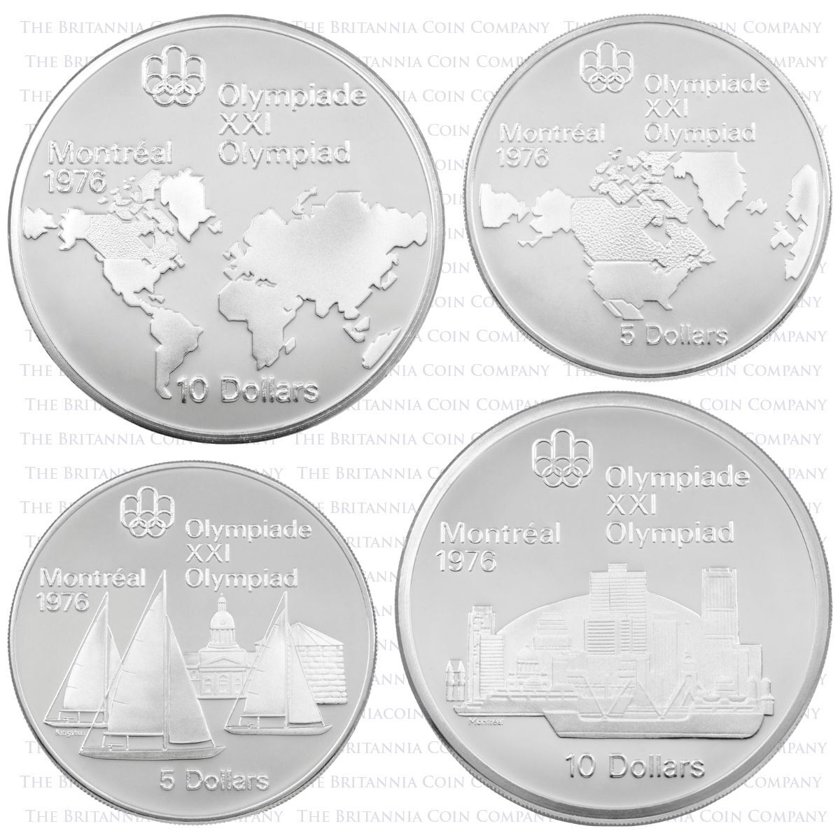1973 Geography Silver Proof Montreal Olympics Canadian Coin Set - Reverses