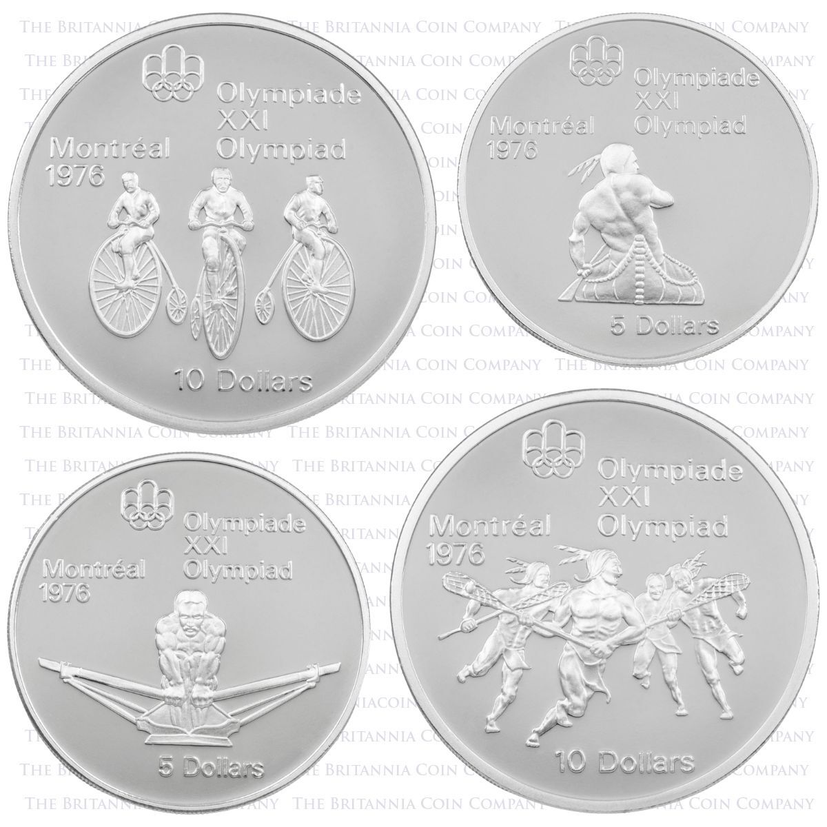 1974 Early Canadian Sports Silver Proof Montreal Olympics Coin Set Reverses