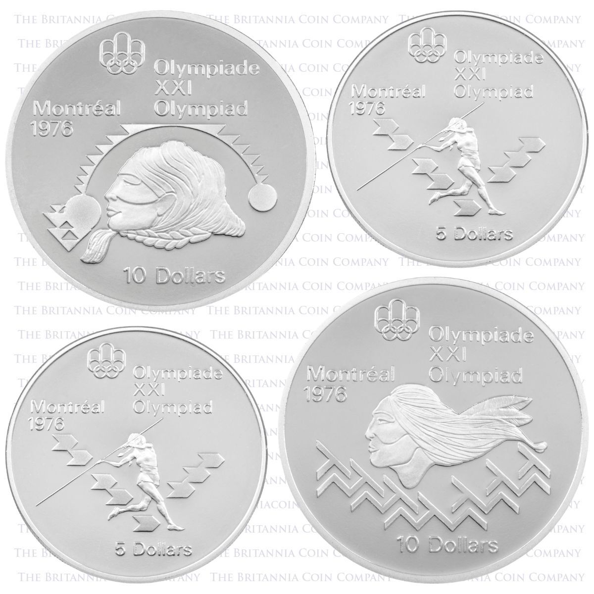 1975 Track And Field Sports Silver Proof Montreal Olympics Canadian Coin Set Reverse