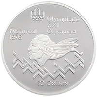 Thumbnail of the CA75MH10 1975 Men's Hurdles Ten Dollars Silver Proof Canadian Coin