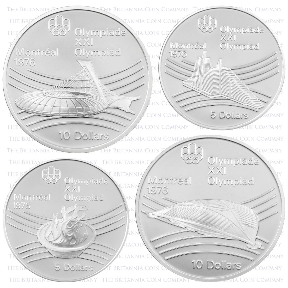 1976 Souvenir Silver Proof Montreal Olympics Canadian Coin Set Reverses