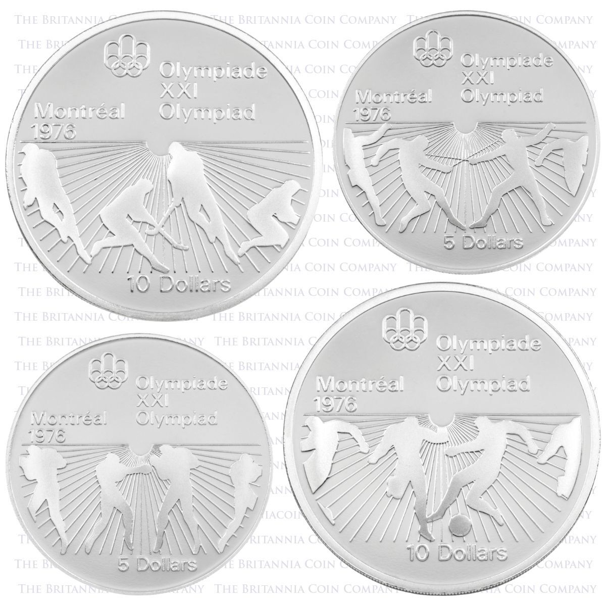 1976 Team And Body Contact Sports Silver Proof Montreal Olympics Canadian Coin Set Reverses