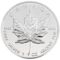 Reverse of CA98MS1 1998 Maple Leaf One Ounce Silver Canadian Bullion Coin