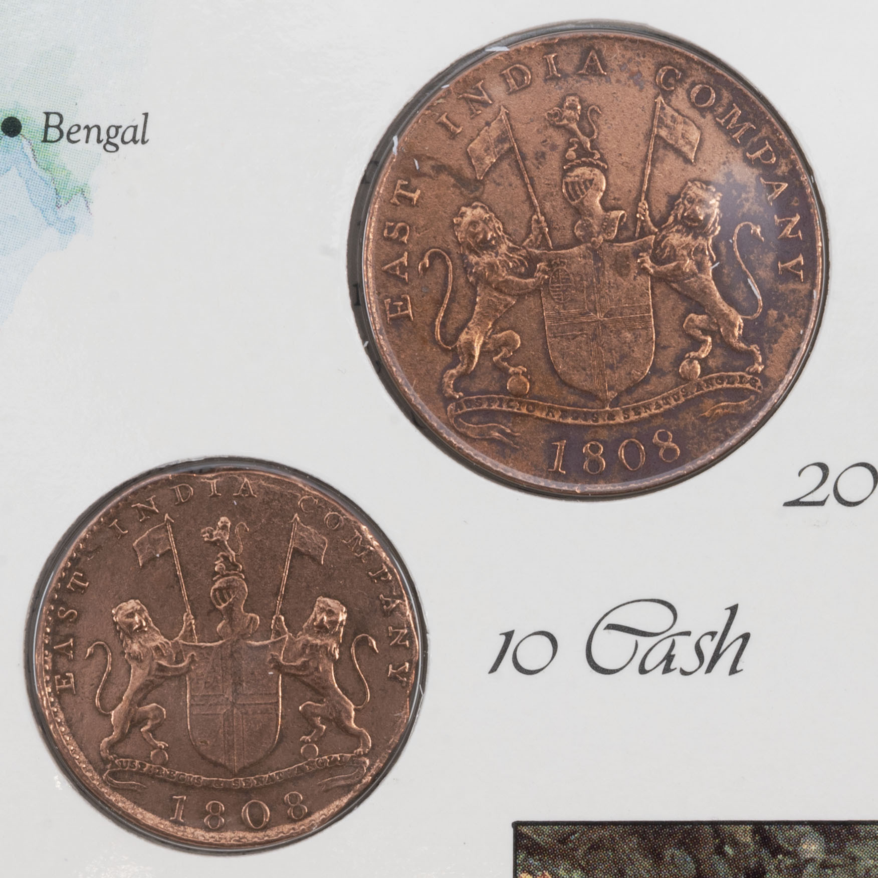 1808 Copper Cash East India Company Admiral Gardner Coin Set Reverses