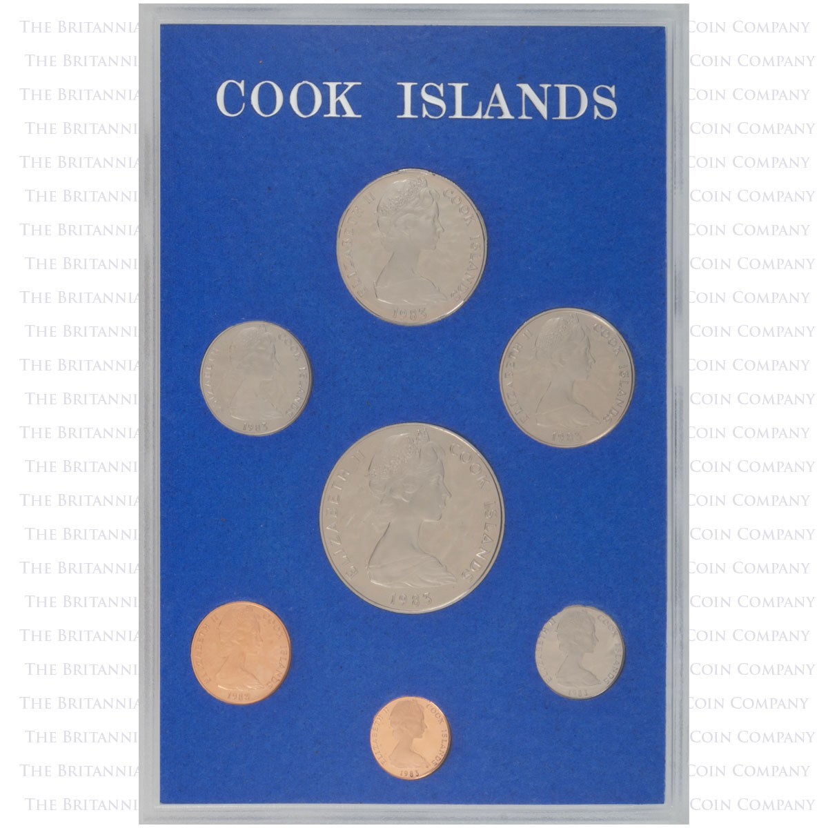 Obverse of CI83PS 1983 Cook Islands Proof Annual Coin Set