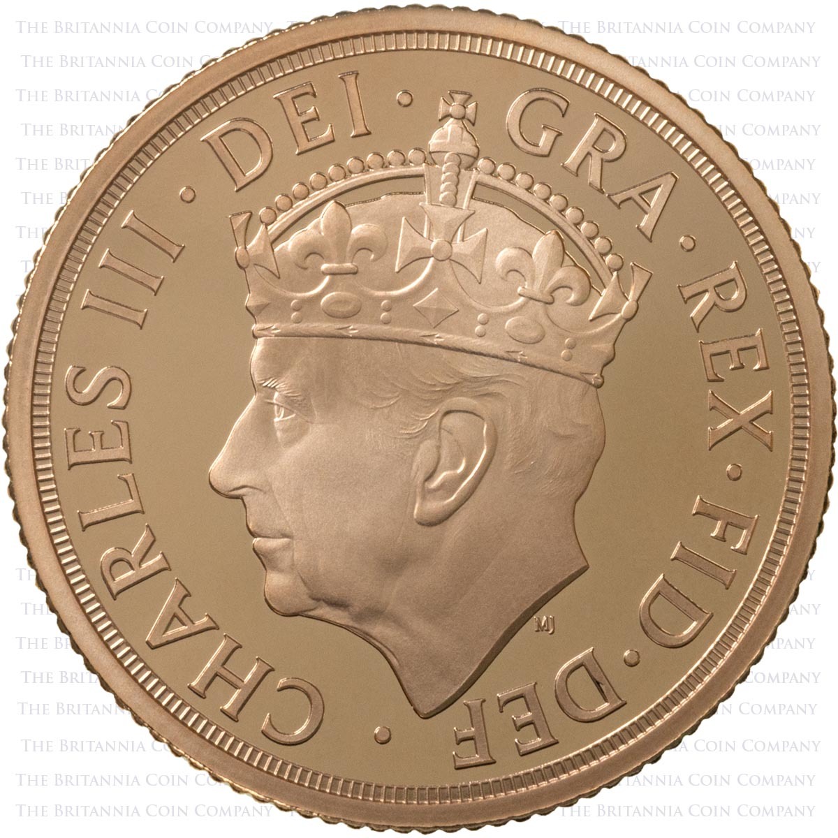 CSV23PF 2023 King Charles III Piedfort Gold Proof Sovereign Coronation Obverse