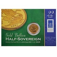 2001 Gold Half Sovereign Elizabeth II Bullion Coin Carded Thumbnail