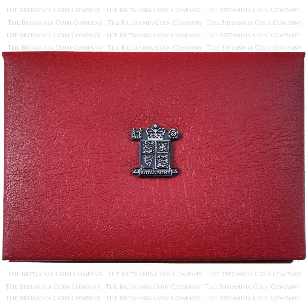 Red leather case of D02DX 2002 Deluxe Proof 9-Coin UK Annual Set