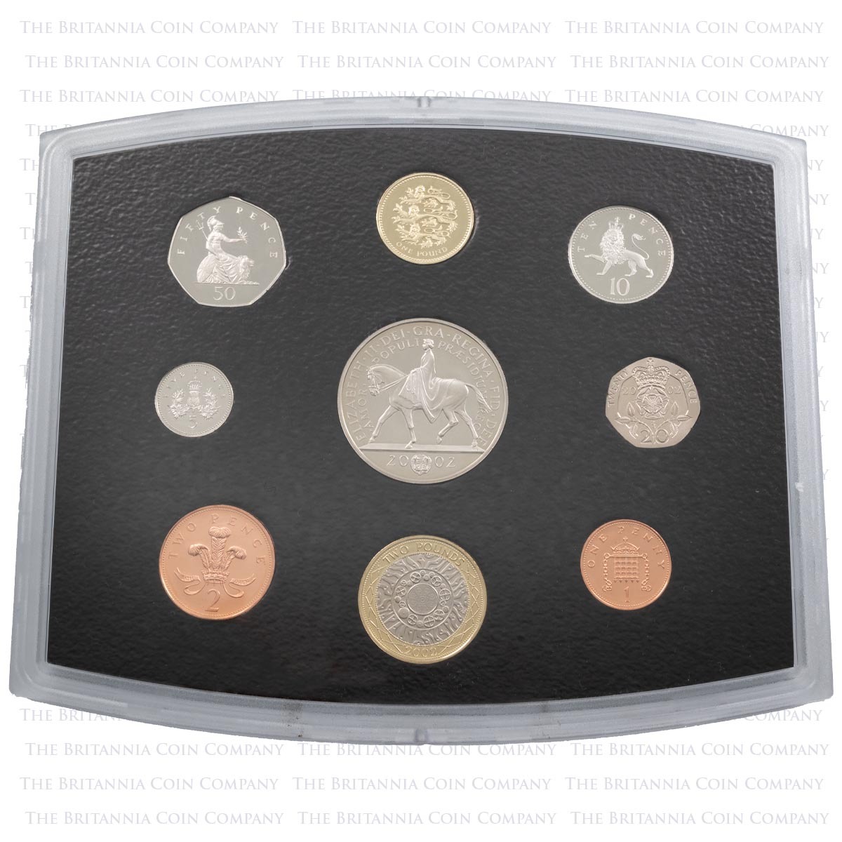 D02E 2002 Executive Proof 9-Coin UK Annual Set reverse of the coins
