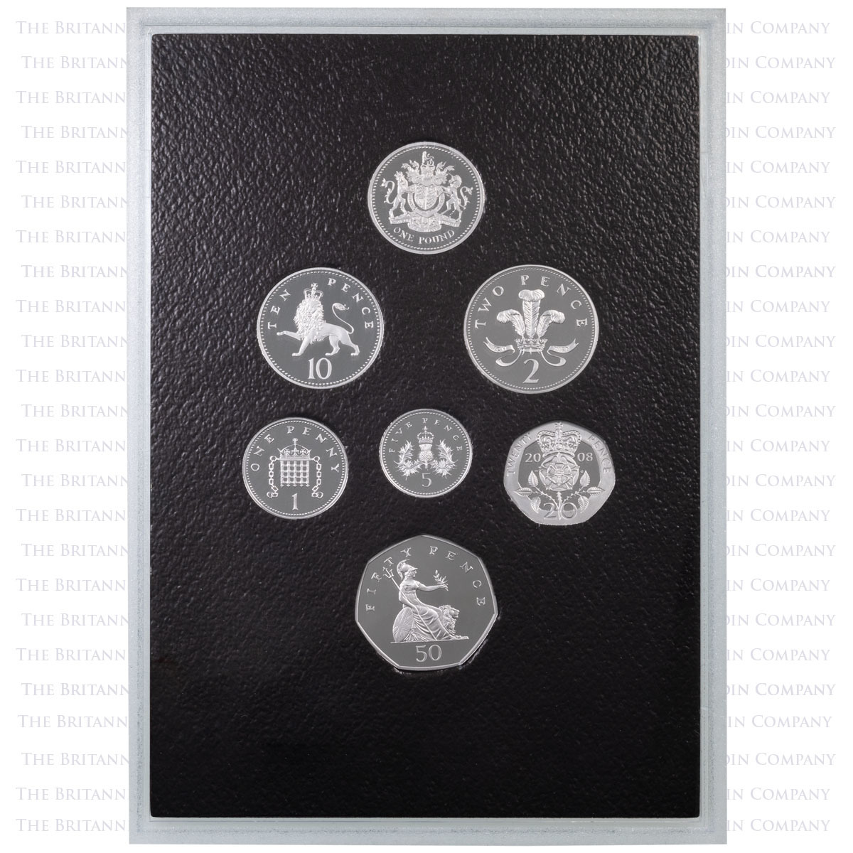 2008 Emblems Of Britain And Royal Shield Of Arms Platinum Proof 14-Coin Set Emblems Of Britain Reverses