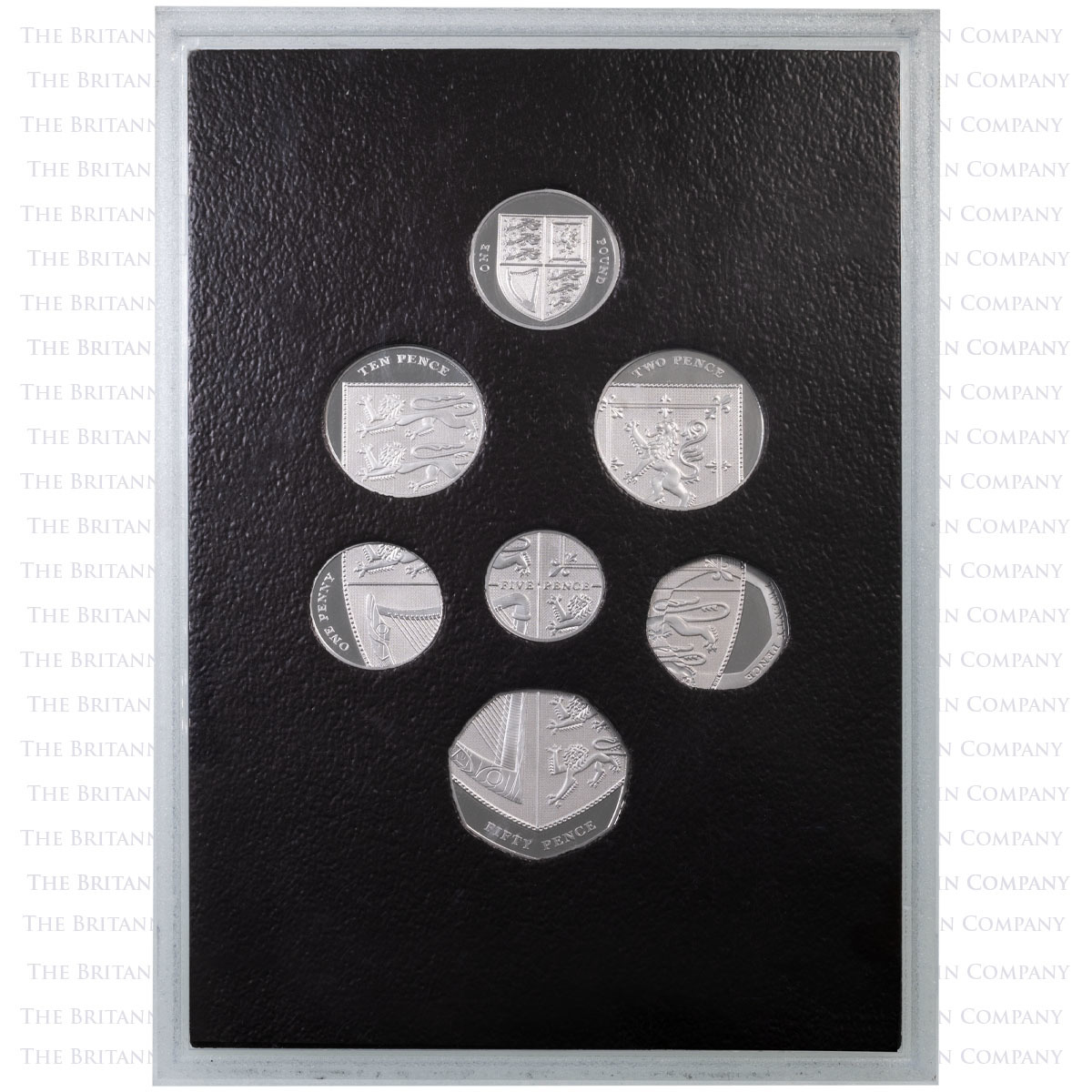 2008 Emblems Of Britain And Royal Shield Of Arms Platinum Proof 14-Coin Set Royal Shield Of Arms Reverses