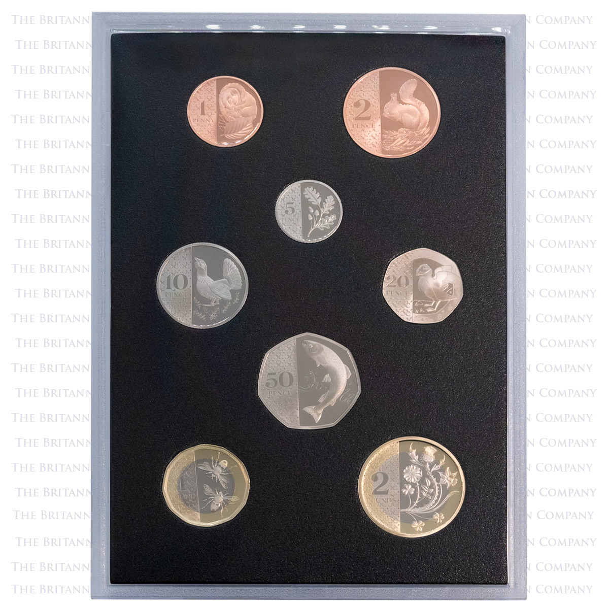 D23CDBP 2023 UK Proof Definitive Eight Coin Annual Set Reverses