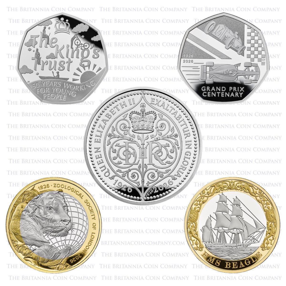 D26PFPS 2026 Piedfort Silver Proof UK Annual Coin Set Reverses
