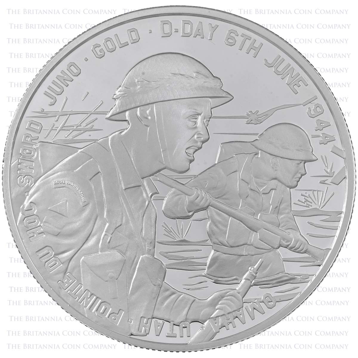 DD14SP 2014 Alderney D-Day 70th Anniversary £5 Crown Silver Proof Coin Reverse