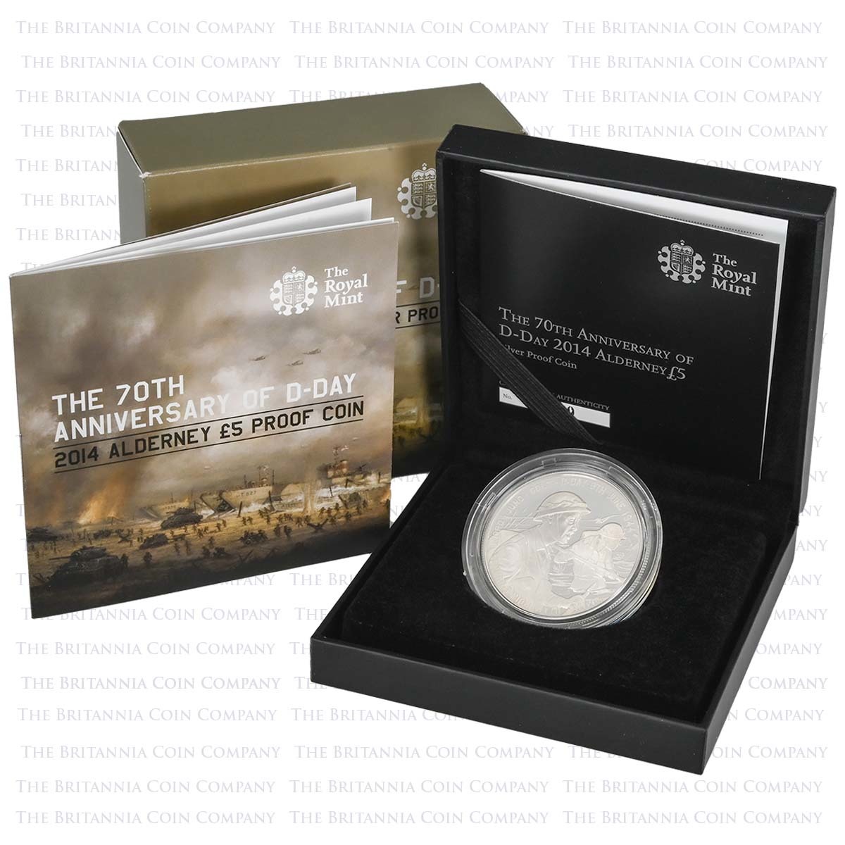 DD14SP 2014 Alderney D-Day 70th Anniversary £5 Crown Silver Proof Coin Boxed