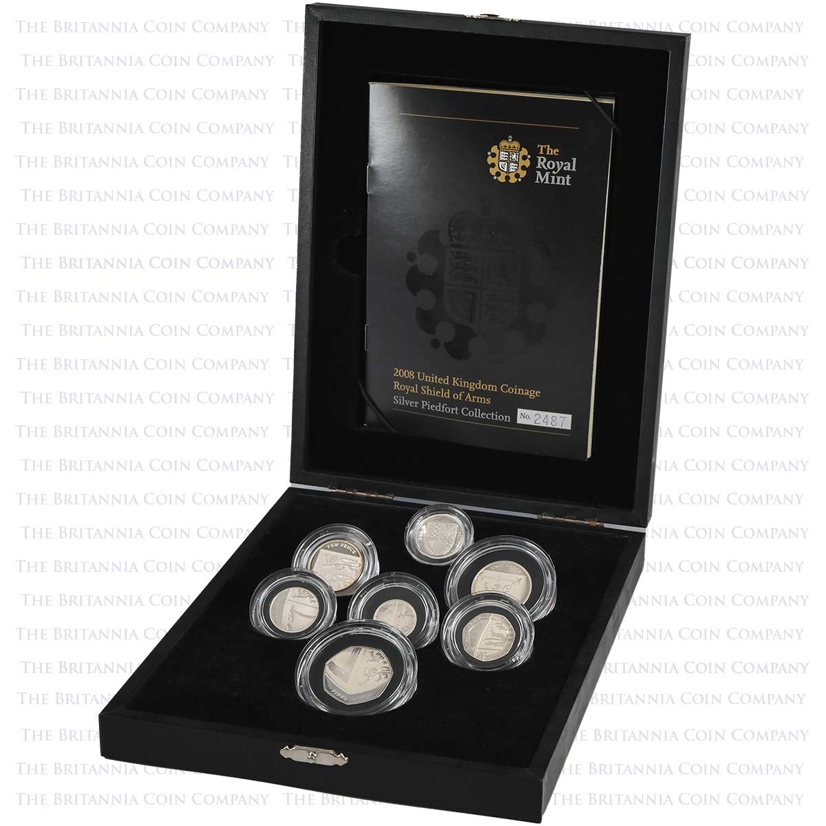 2008 Royal Shield Of Arms Piedfort Silver Proof Set Boxed